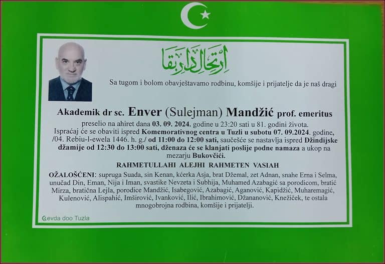 In memoriam, Enver Mandzic