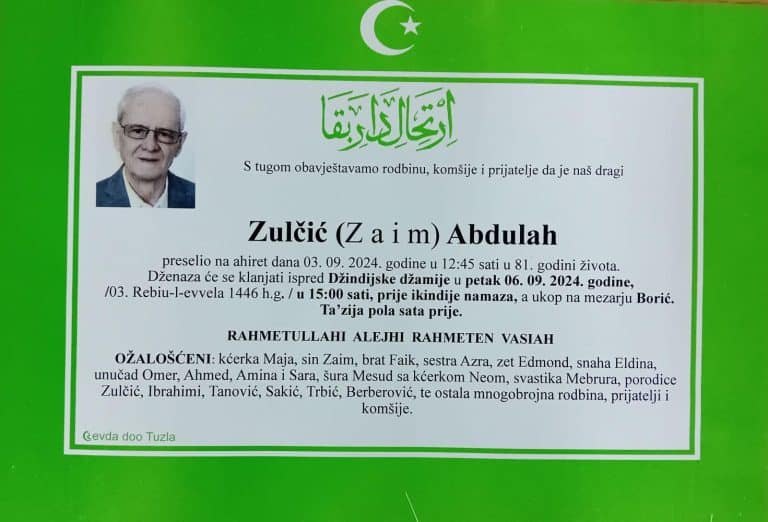 In memoriam, Abdulah Zulcic