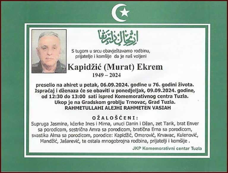 In memoriam, Ekrem Kapidzic