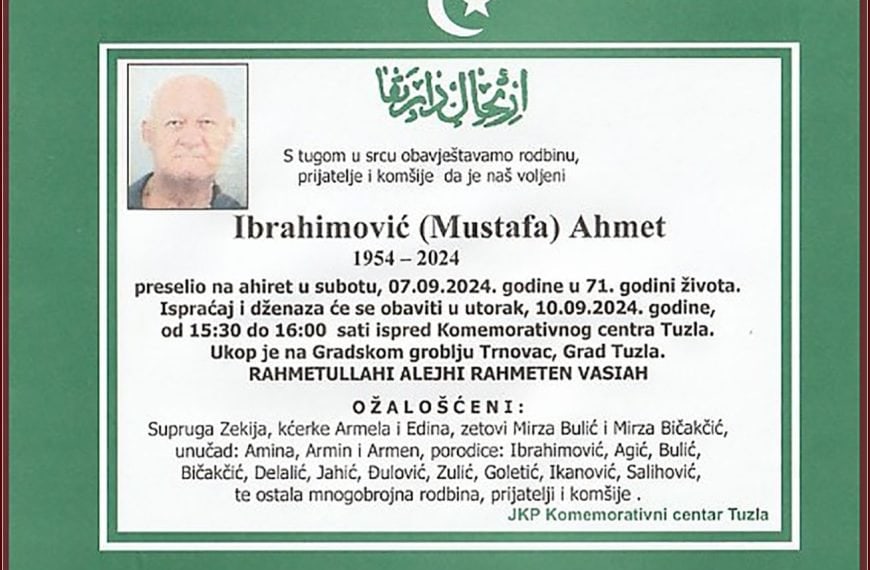 In memoriam, Ahmet Ibrahimovic