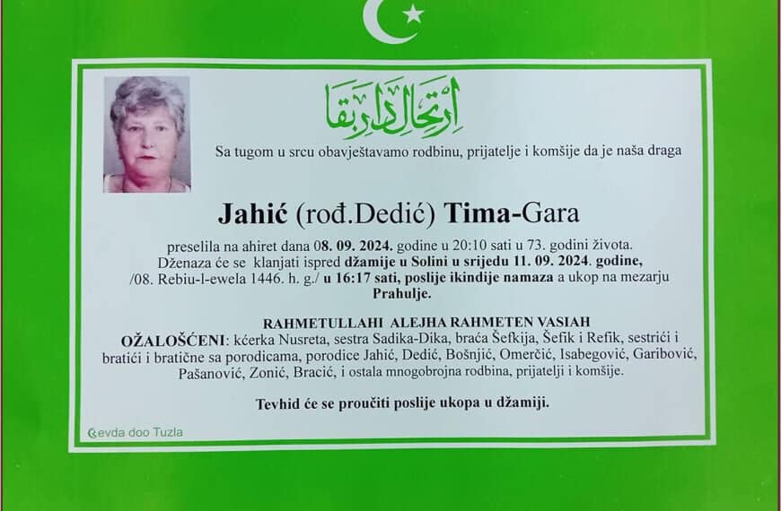 In memoriam: Tima JAHIĆ – Gara (Dedić)