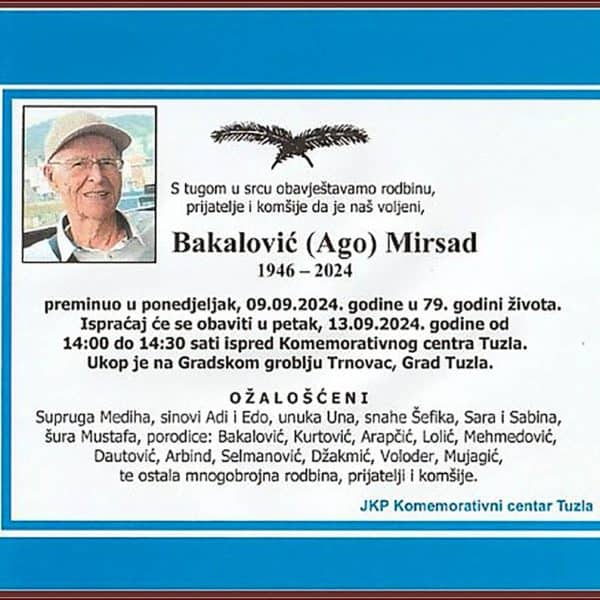 In memoriam: Mirsad Bakalovic