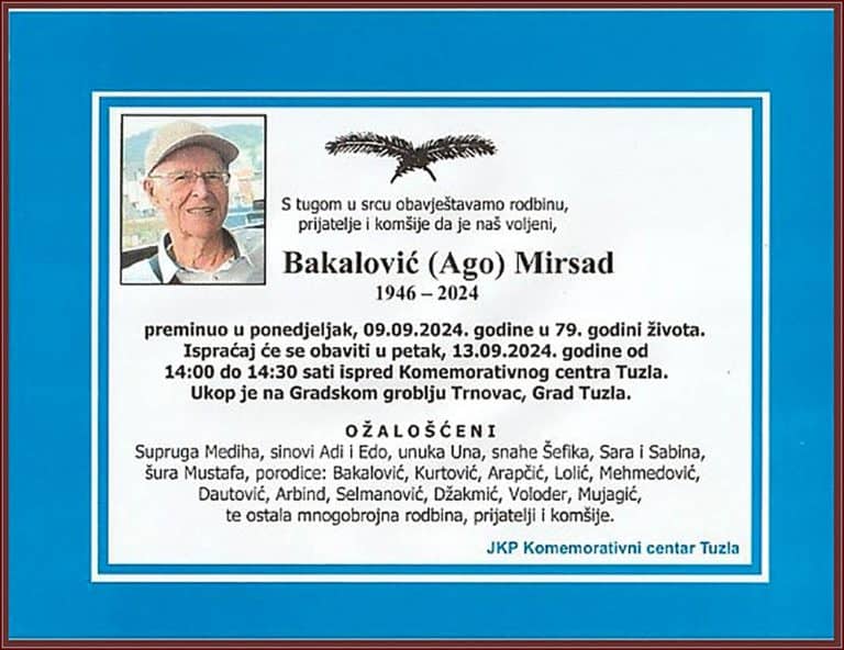 In memoriam: Mirsad Bakalovic