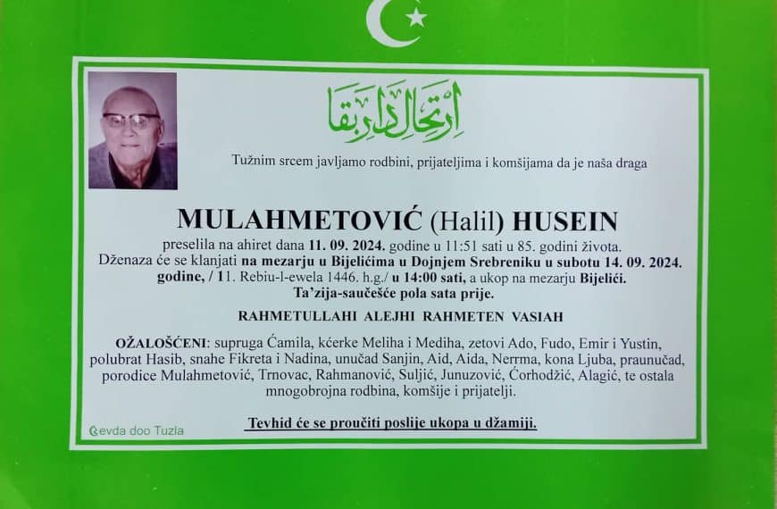 In memoriam: Husein (Halila) MULAHMETOVIĆ