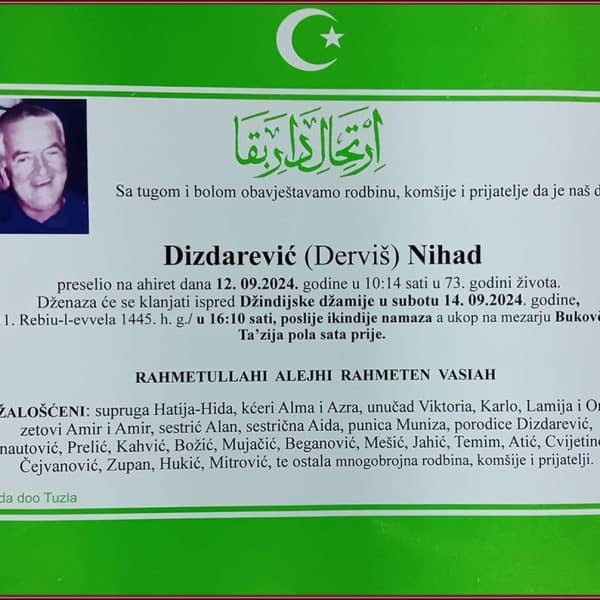 In memoriam: Nihad (Derviša) DIZDAREVIĆ