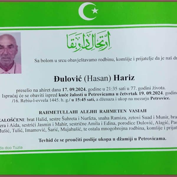 In memoriam: Hariz (Hasana) ĐULOVIĆ