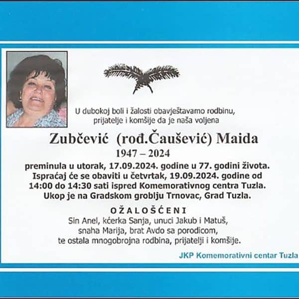 In memoriam, Maida Zubcevic