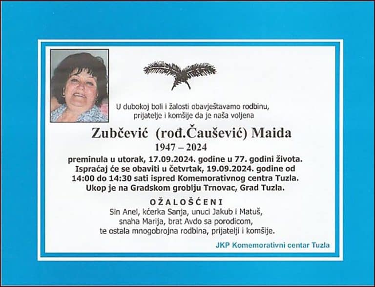 In memoriam, Maida Zubcevic