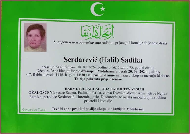 In memoriam, Sadika Serdarevic