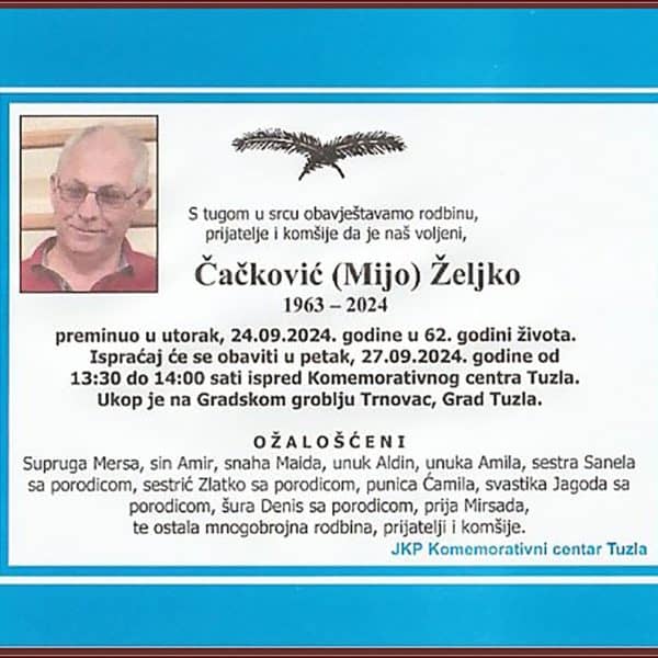 In memoriam: Željko (Mije) ČAČKOVIĆ