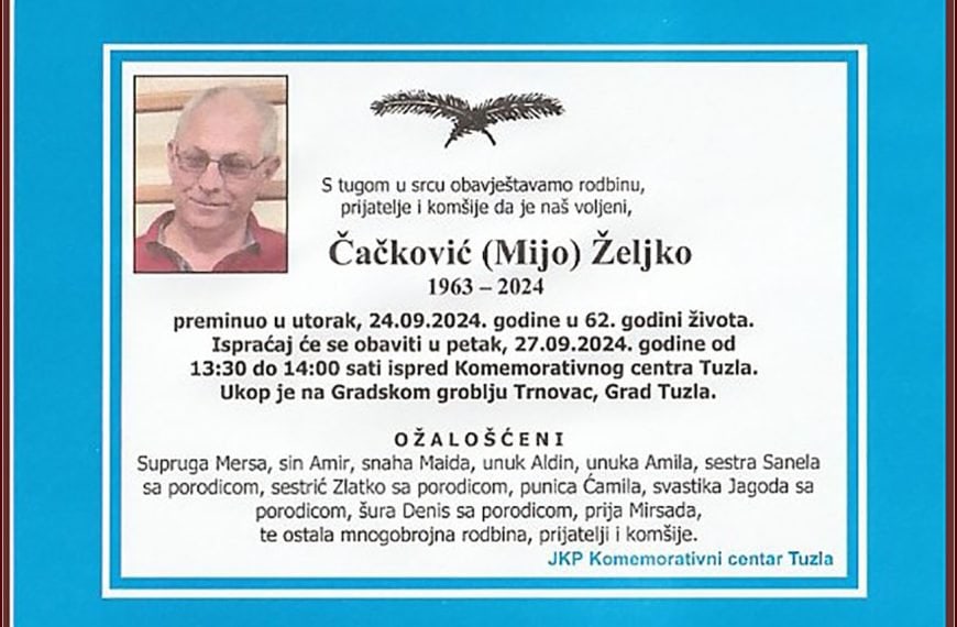 In memoriam: Željko (Mije) ČAČKOVIĆ