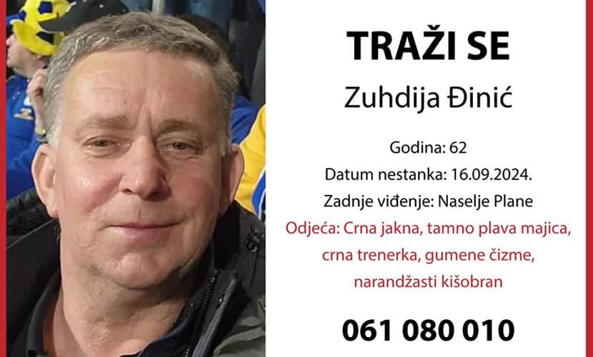 gss tuzla objavio je apel za pomoc u trazenju nestalog zuhdije djinica iz tuzlanskog naselja plane