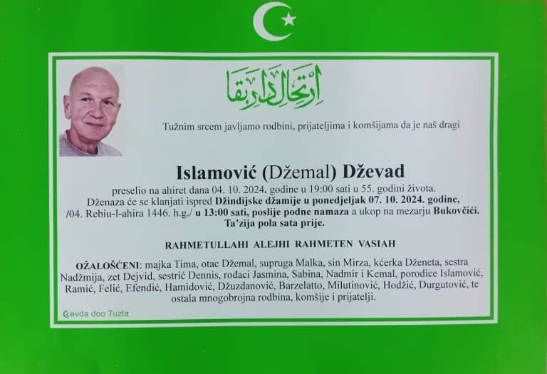 In memoriam, Dzevad Islamovic