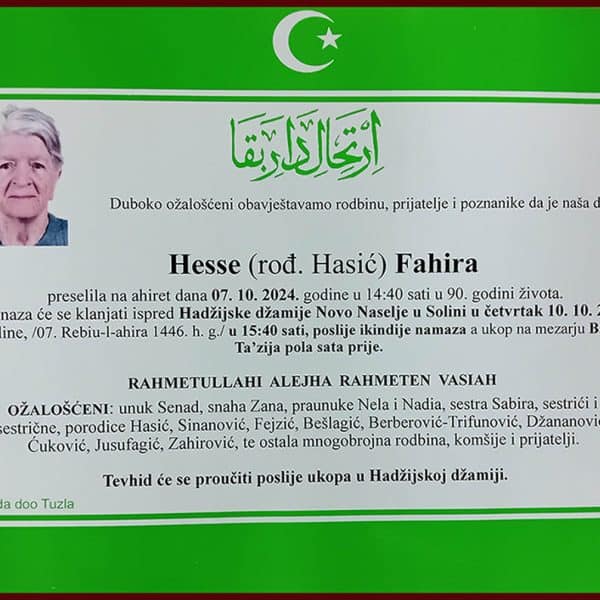 In memoriam: Fahira HESSE (Jahić)