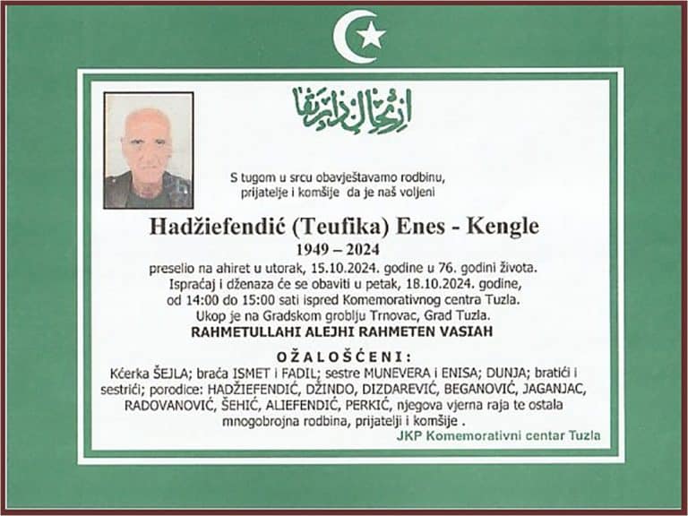 In memoriam, Enes Hadziefendic - Kengle