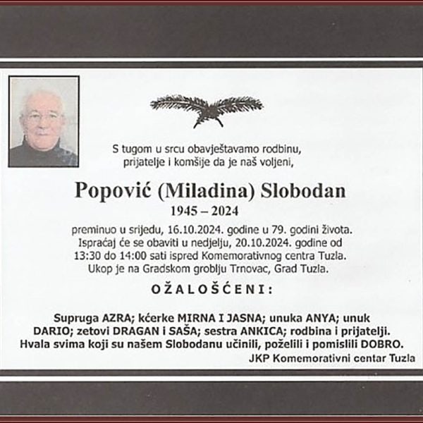 In memoriam, Slobodan Popovic