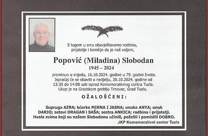 In memoriam, Slobodan Popovic