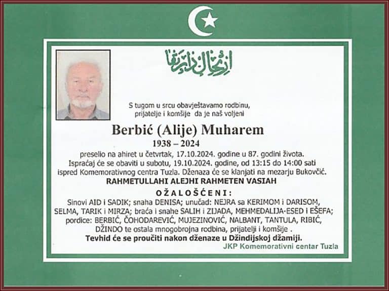 In memoriam, Muharem Berbic