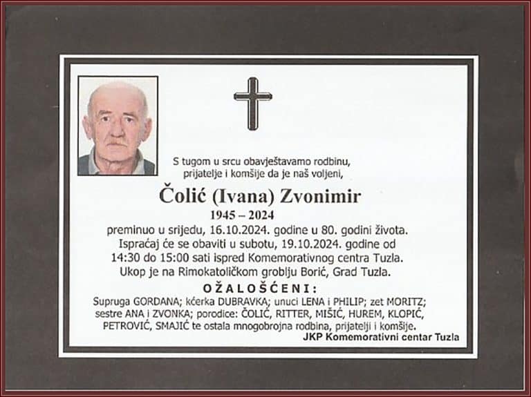 In memoriam, Zvonimir Colic