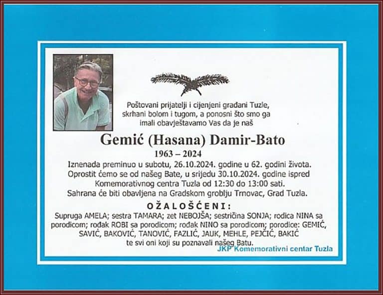 In memoriam, Damir Gemic Bato