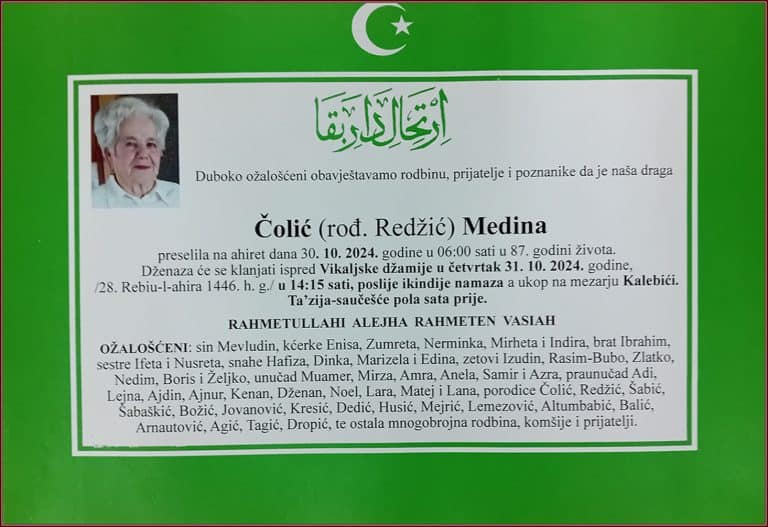 In memoriam, Medina Colic