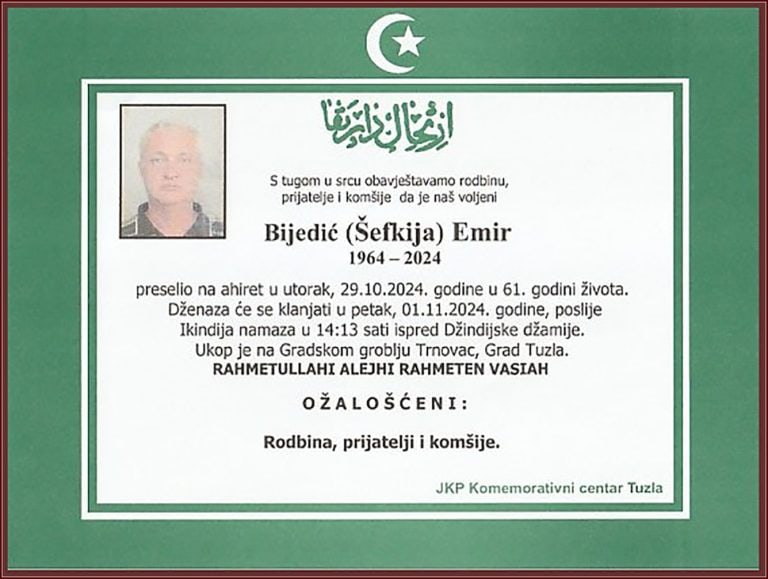 In memoriam, Emir Bijedic