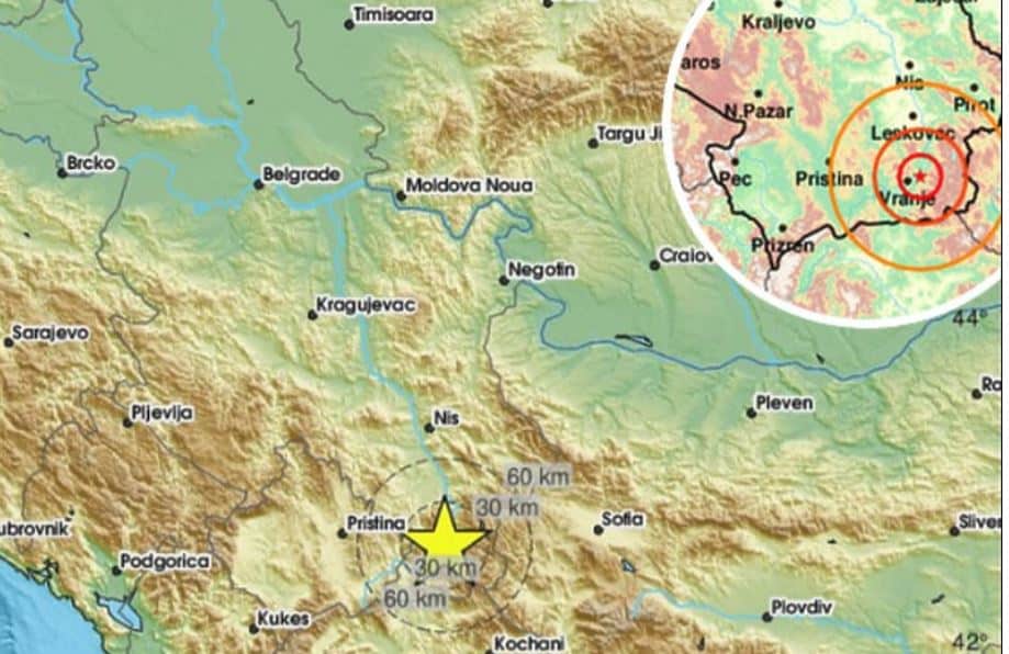 zemljotres jacine 3,7 stepeni pogodio podrucje vranja u srbiji