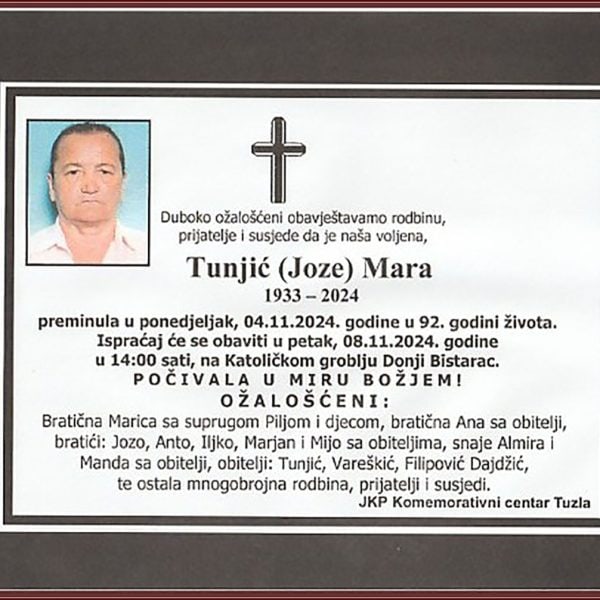 In memoriam: Mara (Joze) TUNJIĆ