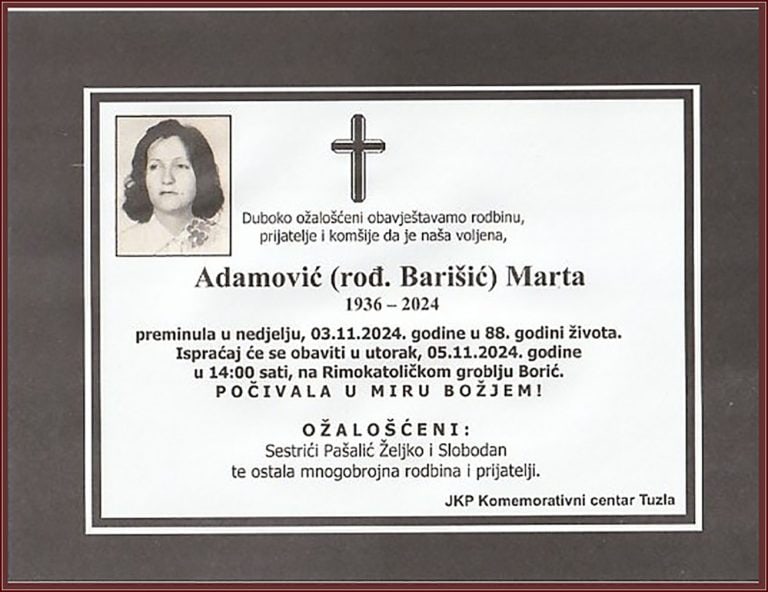 In memoriam, Marta Adamovic