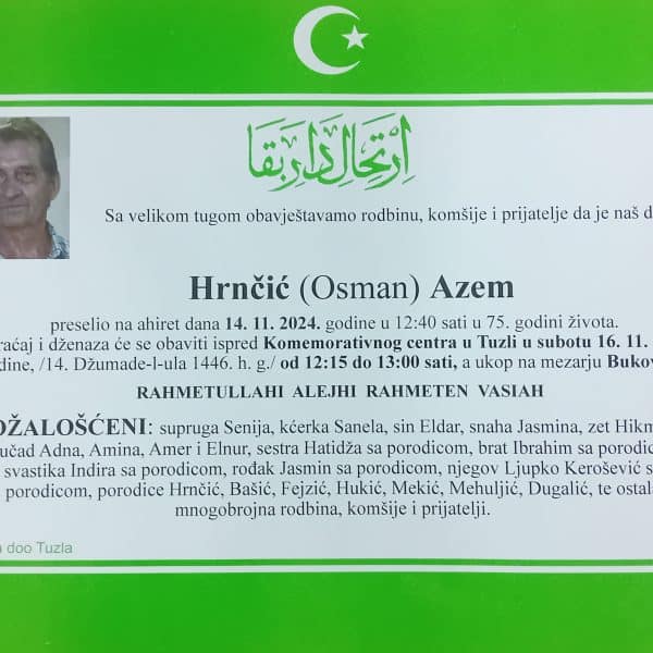 In memoriam: Azem (Osmana) HRNČIĆ