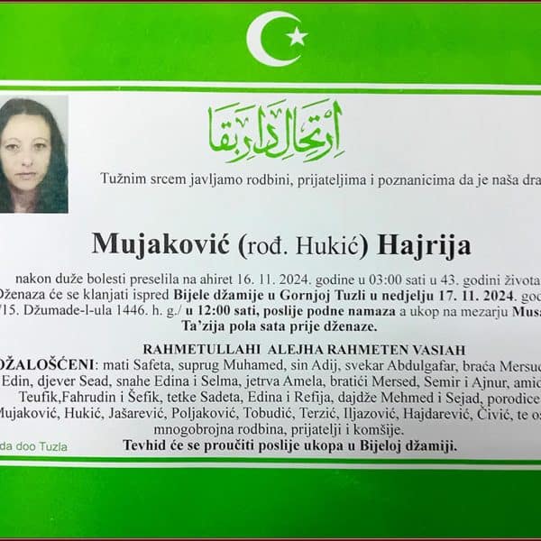 In memoriam: Hajrija MUJAKOVIĆ (Hukić)