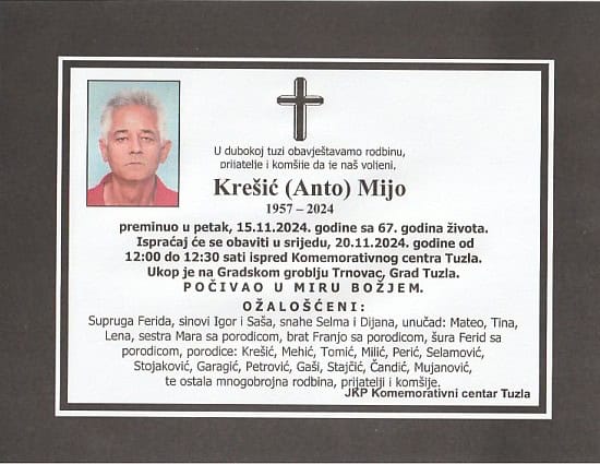 In memoriam: Mijo (Ante) KREŠIĆ