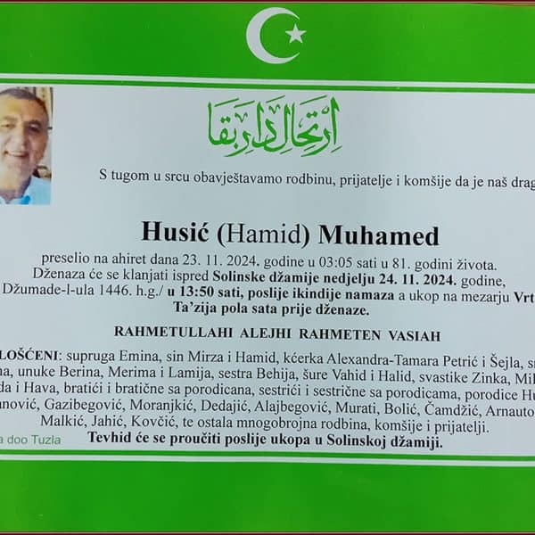 In memoriam: Muhamed (Hamida) HUSIĆ