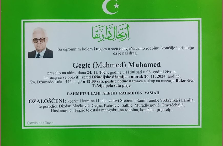 In memoriam, Muhamed Gegic