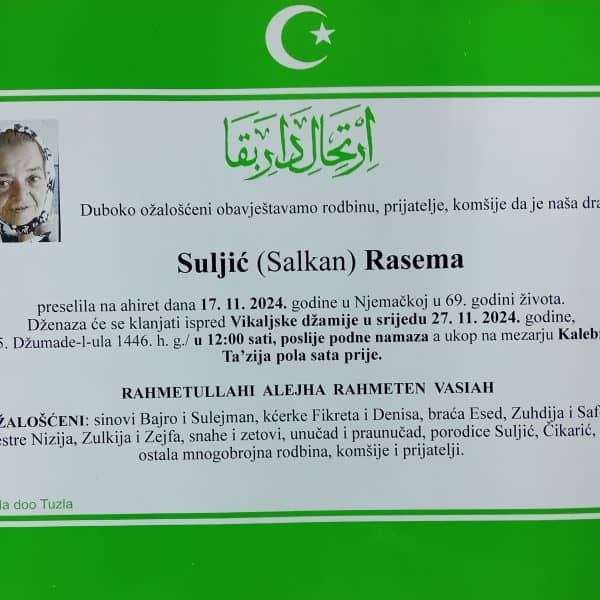 In memoriam: Rasema (Salkana) SULJIĆ