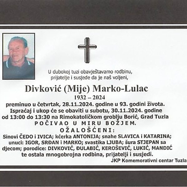 In memoriam: Marko (Mije) DIVKOVIĆ – Lulac