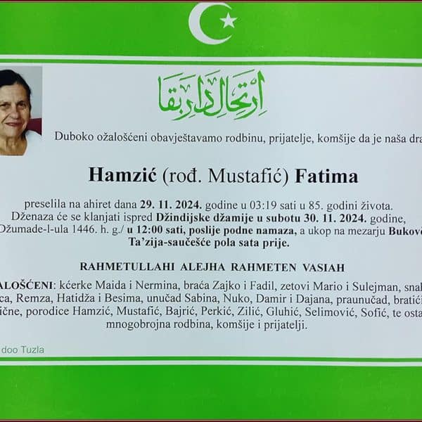 In memoriam: Fatima HAMZIĆ (Mustafić)