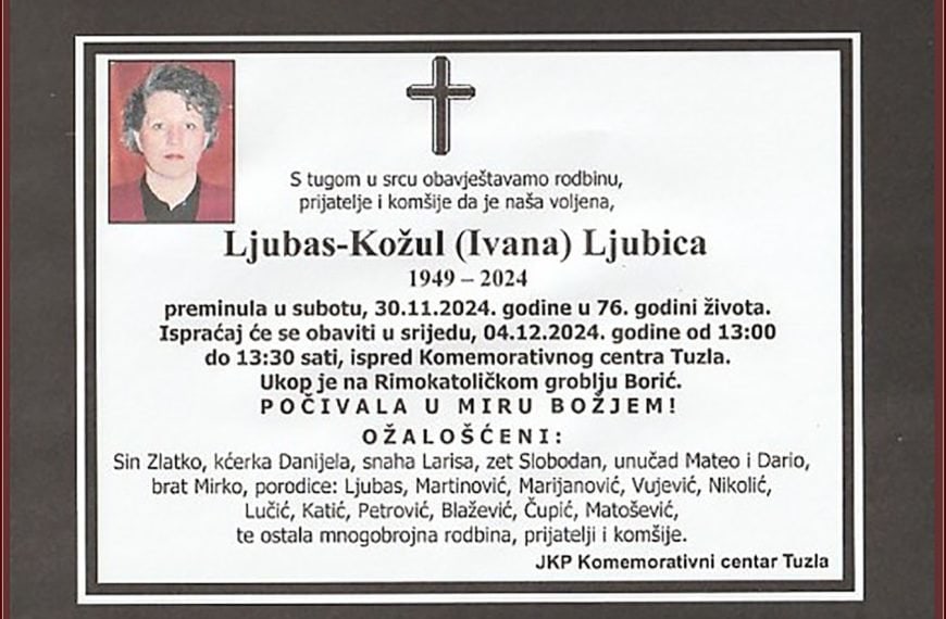 In memoriam: Ljubica (Ivana) Ljubas – Kožul