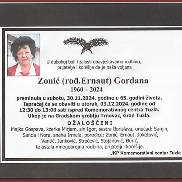 In memoriam: Gordana ZONIĆ (Ernaut)