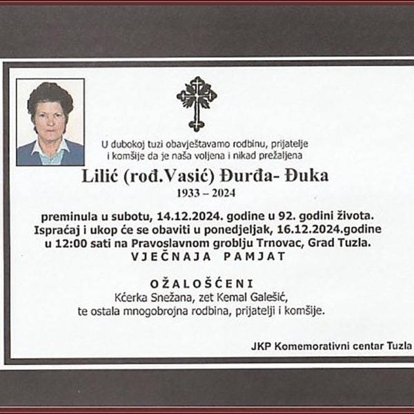 In memoriam: Đurđa – Đuka LILIĆ (Vasić)