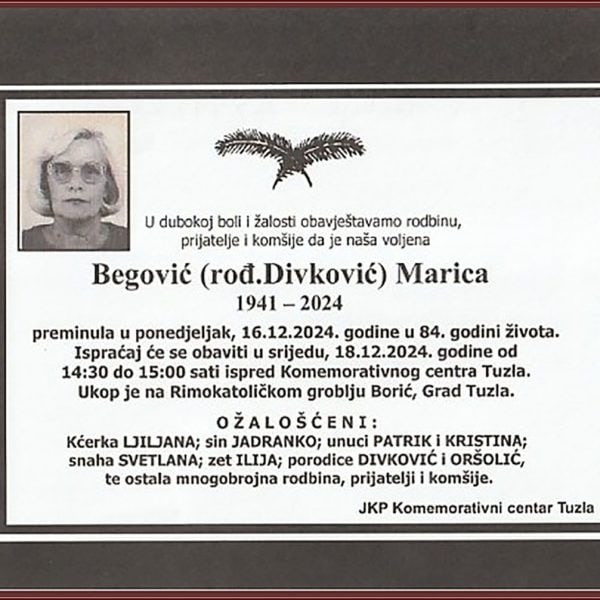 In memoriam: Marica BEGOVIĆ (Divković)