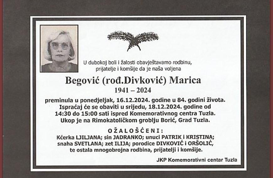 In memoriam: Marica BEGOVIĆ (Divković)