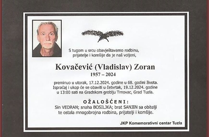 In memoriam: Zoran (Vladislava) KOVAČEVIĆ