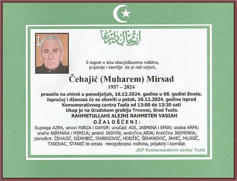 In memoriam, Mirsad Cehajic, Tuzla