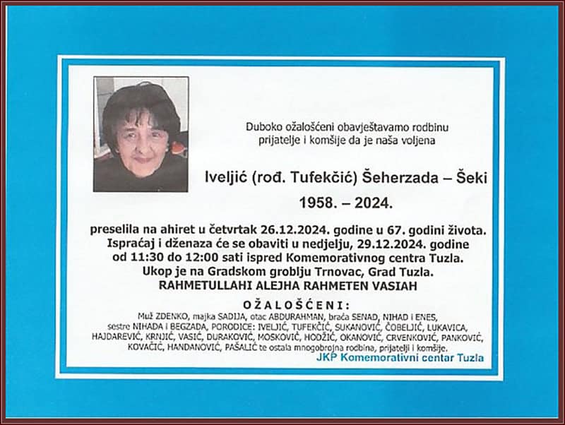 In memoriam: Šeherzada – Šeki IVELJIĆ (Tufekčić)