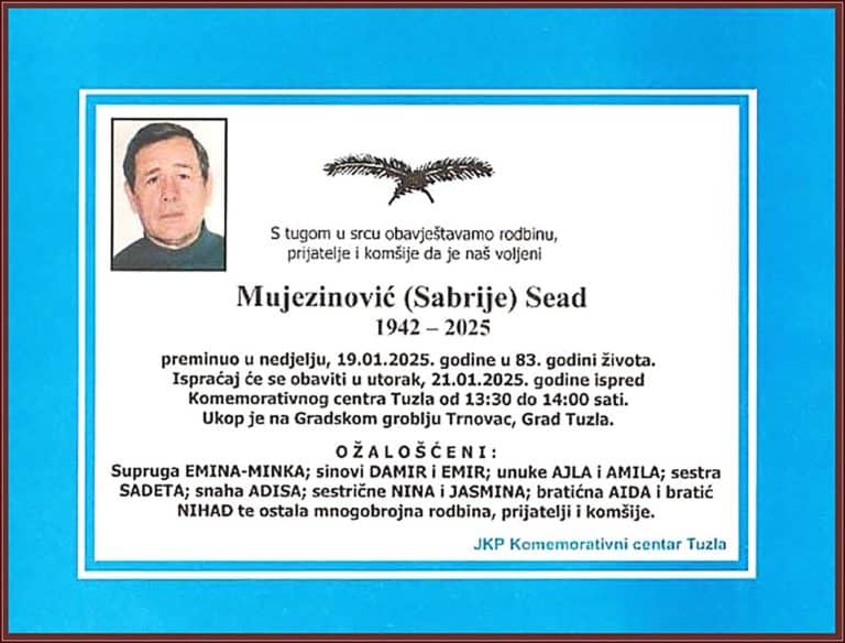 In memoriam, Sead Mujezinovic