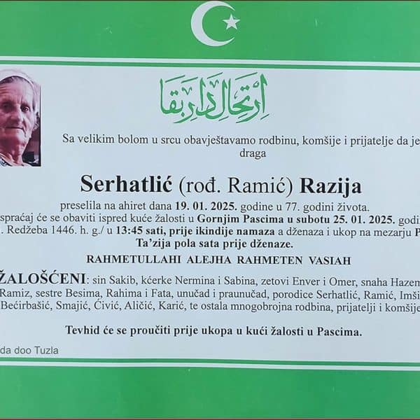 In memoriam: Razija SERHATLIĆ (Ramić)