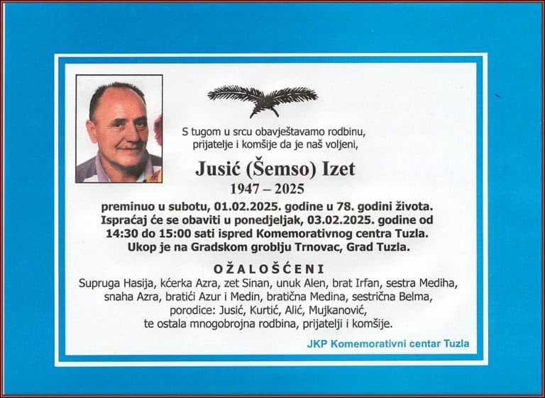 In memoriam, Izet Jusic