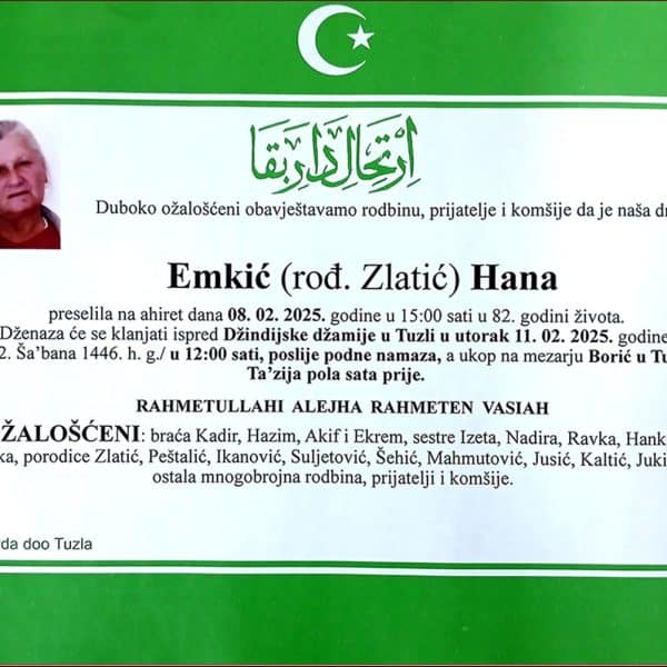 In memoriam: Hana EMKIĆ (Zlatić)