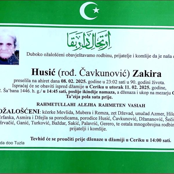 In memoriam: Zakira HUSIĆ (Čavkunović)